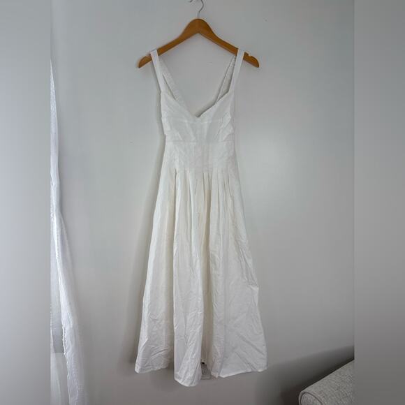 Lulus Strolling Sicily White Pleated Backless Midi Dress NWT Size Medium Pockets - Picture 2 of 9